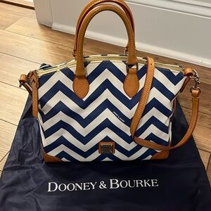 Dooney & Bourke Blue and White Chevron Crossbody Bag